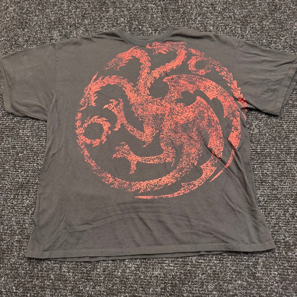Game of Thrones House Targaryen Dragon Graphic T-Shirt Charcoal Gray 3XL